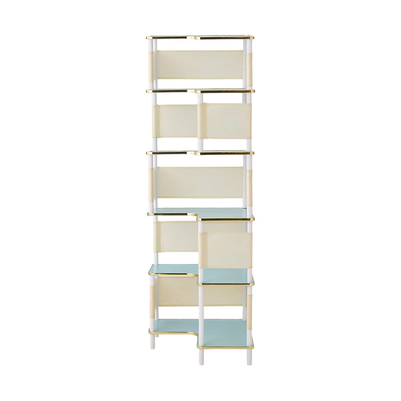 Livingandhome Minimalist Corner Bookshelf with Gold Frame