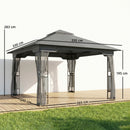 Outsunny 3.3 x 3.3 m Garden Gazebo with Shelves, UPF50+ Permanent Gazebo