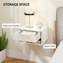 HOMCOM Floating Nightstands Set of 2, Bedside Table w/ Drawer and Open Shelf