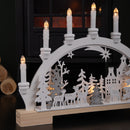 45cm Battery Operated Wooden Christmas Candle Bridge With Reindeer Scene & LEDs