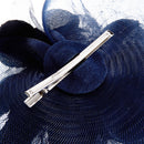 Navy Blue Feather Flower Mesh Fascinator
