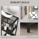 HOMCOM Coat Rack Stand With Hanging Rail And Storage Shelves For Hallway Black