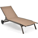 Adjustable Chaise Lounge with Smooth Wheels and Quick-drying Fabric
