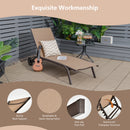Adjustable Chaise Lounge with Smooth Wheels and Quick-drying Fabric