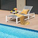 Adjustable Patio Chaise Lounge with Wheels and Breathable Fabric