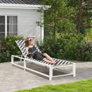 Adjustable Patio Chaise Lounge with Wheels and Breathable Fabric