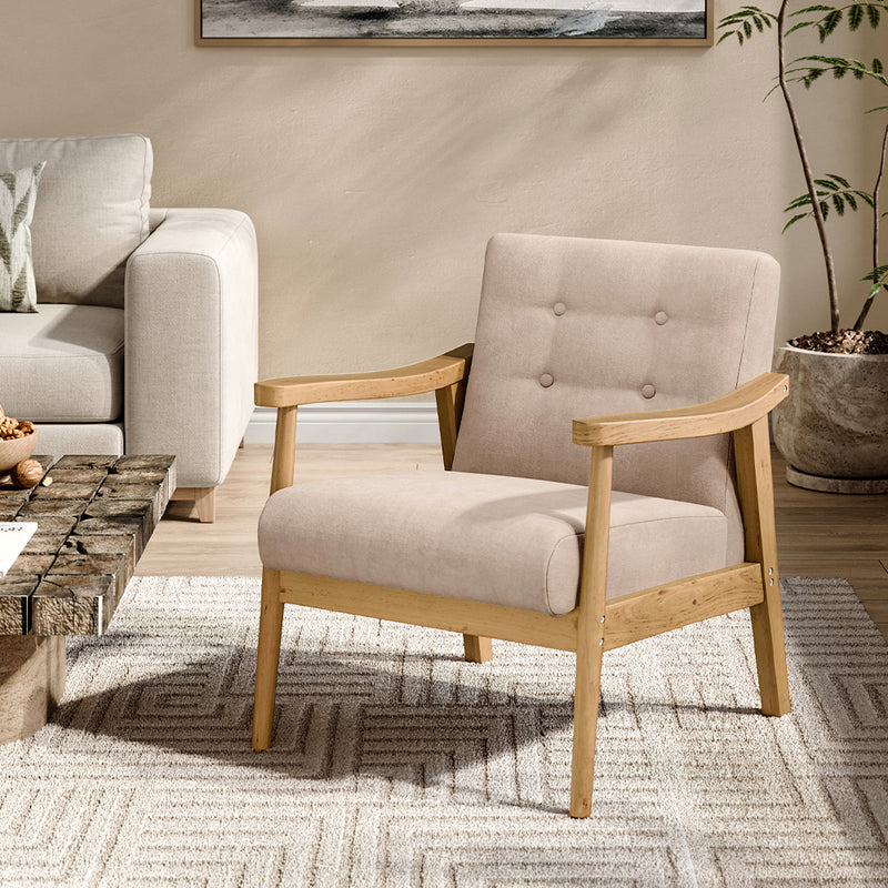 Livingandhome Modern Upholstered Armchair with Wooden Frame