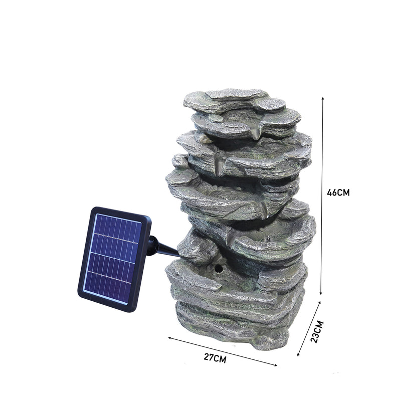 Livingandhome Garden Water Feature Outdoor LED Waterfall Fountain Rockery Decor