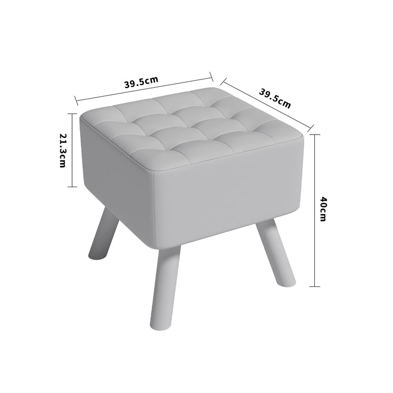 Livingandhome Linen Fabric Padded Wooden Leg Footstool