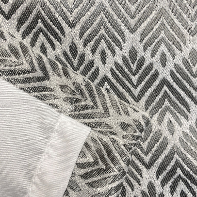 Enhanced Living Aspen Grey Chevron Pattern Eyelet Thermal Noise Reducing Room Darkening Curtains - Pair