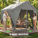 Outsunny 3 X 3 M Outdoor Patio Gazebo With Netting And Curtains, Dark Grey