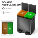HOMCOM 2 X 20L Dual Kitchen Bin Pedal Bin For Recycling And Waste