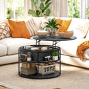 HOMCOM Lift Top Coffee Table, Round Coffee Table With Hidden Storage