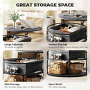 HOMCOM Lift Top Coffee Table, Round Coffee Table With Hidden Storage