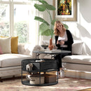 HOMCOM Lift Top Coffee Table, Round Coffee Table With Hidden Storage