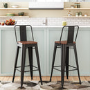 Livingandhome 2 Pack Industrial Bistro Bar Stool with Footrest