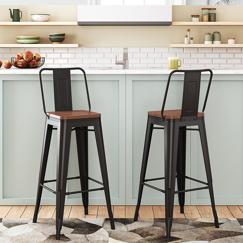 Livingandhome 2 Pack Industrial Bistro Bar Stool with Footrest