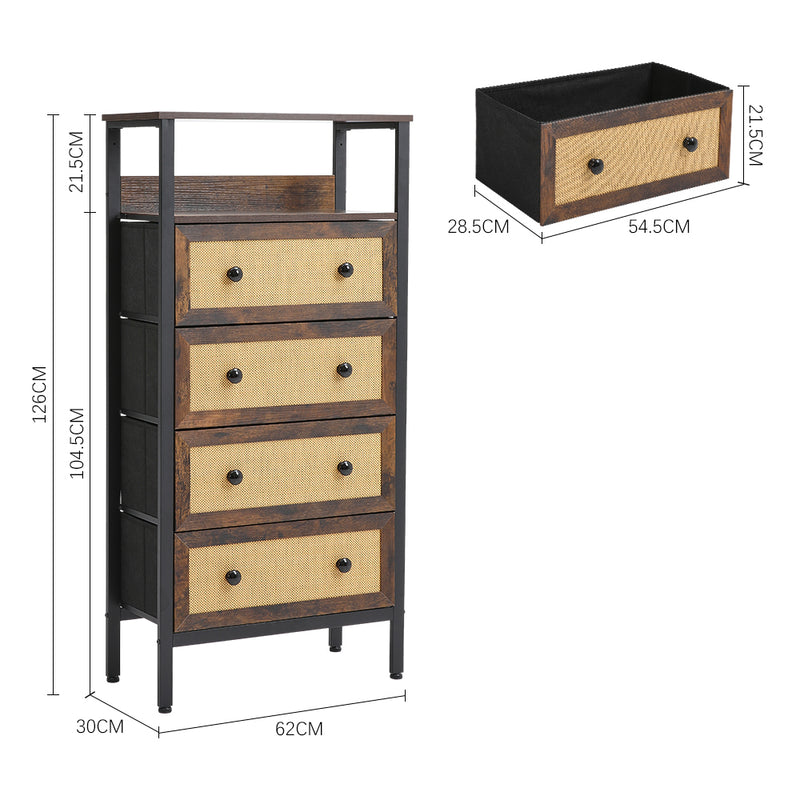 Livingandhome Rattan Storage Cabinet with Four Drawers