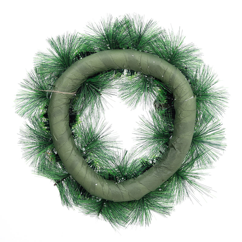 Livingandhome 32cm Snow Flocked Christmas Artificial Wreath with Classical Xmas Ornaments