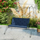 Outsunny 2 Seater Bench Pad, Chair Cushion with Back and Ties, Dark Blue
