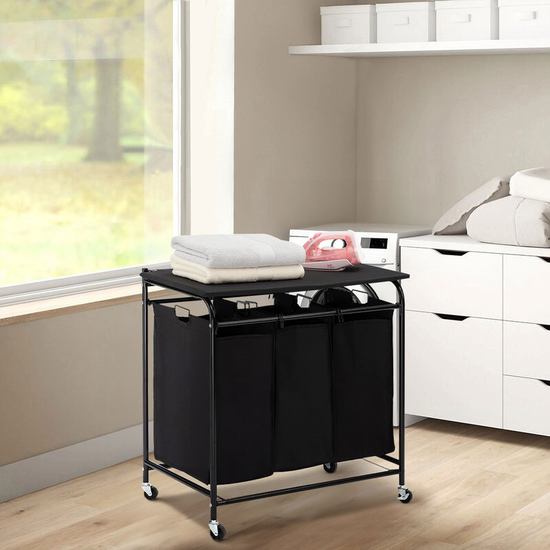 Lifeideas 3-Section Laundry Trolley with Wheels