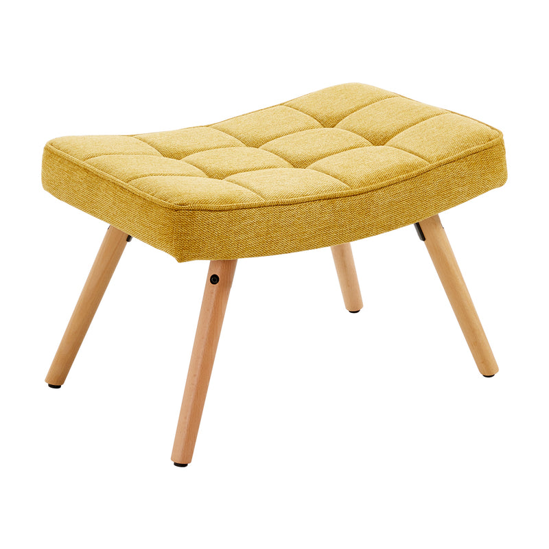 Livingandhome Yellow Linen Armchair with Matching Footstool