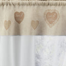 Tyrone Textiles Sweetheart Embroidered Natural Cream/Beige Heart Kitchen Window Set Curtain Pair With Matching Tie Backs