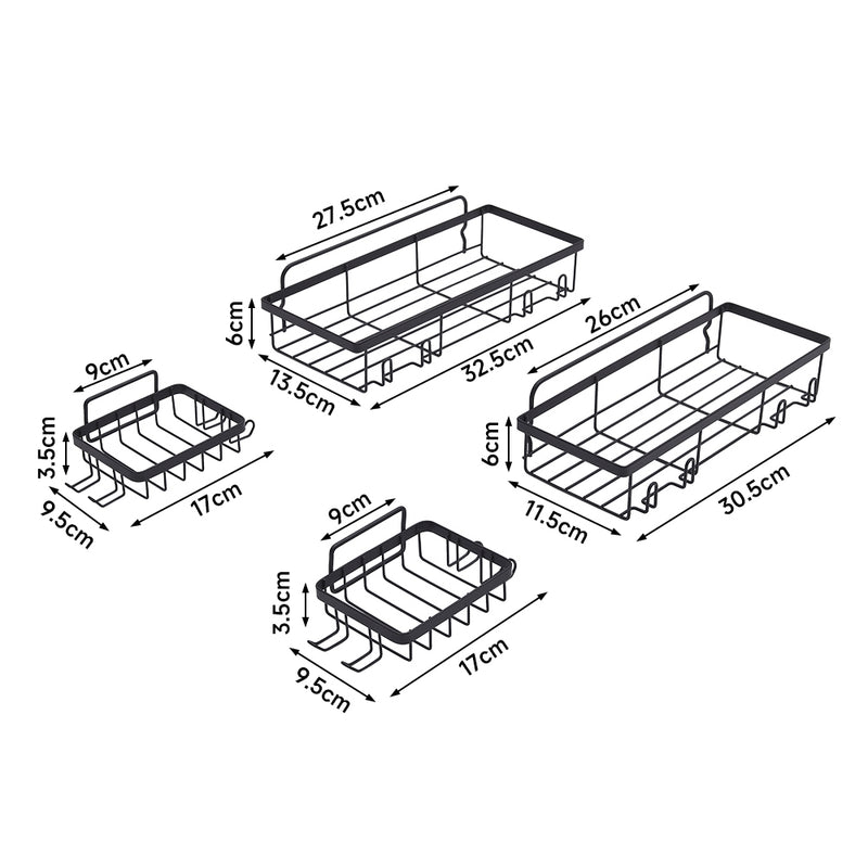 Lifeideas 4-Piece No Drill Shower Caddy Set with Wall Stickers