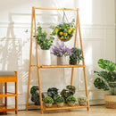 Lifeideas 2-Tier Bamboo Hanging Plant Stand Folding Planter Rack