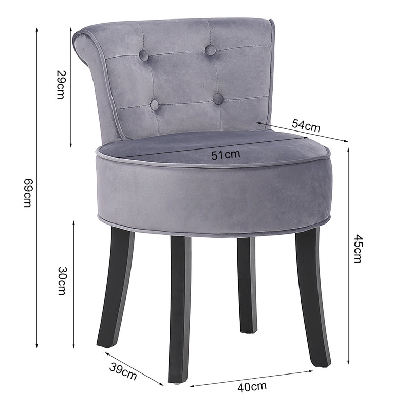 Livingandhome Velvet Vanity Stool with Thick Cushion