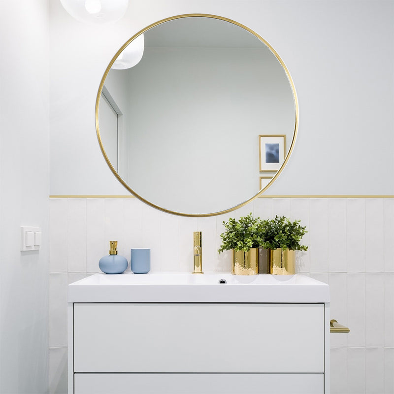 Cottonfy UK Round Bathroom Framed Mirror Wall Hanging
