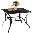 Outsunny Garden Table With Parasol Hole For Four, Slatted Metal Plate Top Grey/Black