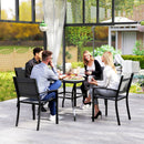 Outsunny Garden Table With Parasol Hole For Four, Slatted Metal Plate Top Grey/Black