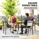 Outsunny Garden Table With Parasol Hole For Four, Slatted Metal Plate Top Grey/Black