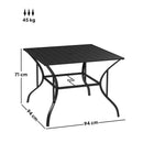 Outsunny Garden Table With Parasol Hole For Four, Slatted Metal Plate Top Grey/Black