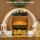 HOMCOM 1000W/2000W Electric Fire and Mantel with Remote & Timer, Black