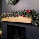 Premier 180cm (6ft) Festive Red Dressed Christmas Garland With Bows And Red Baubles