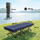 Outsunny Camping Cot Heavy Duty Folding Bed with Soft Pad Blue