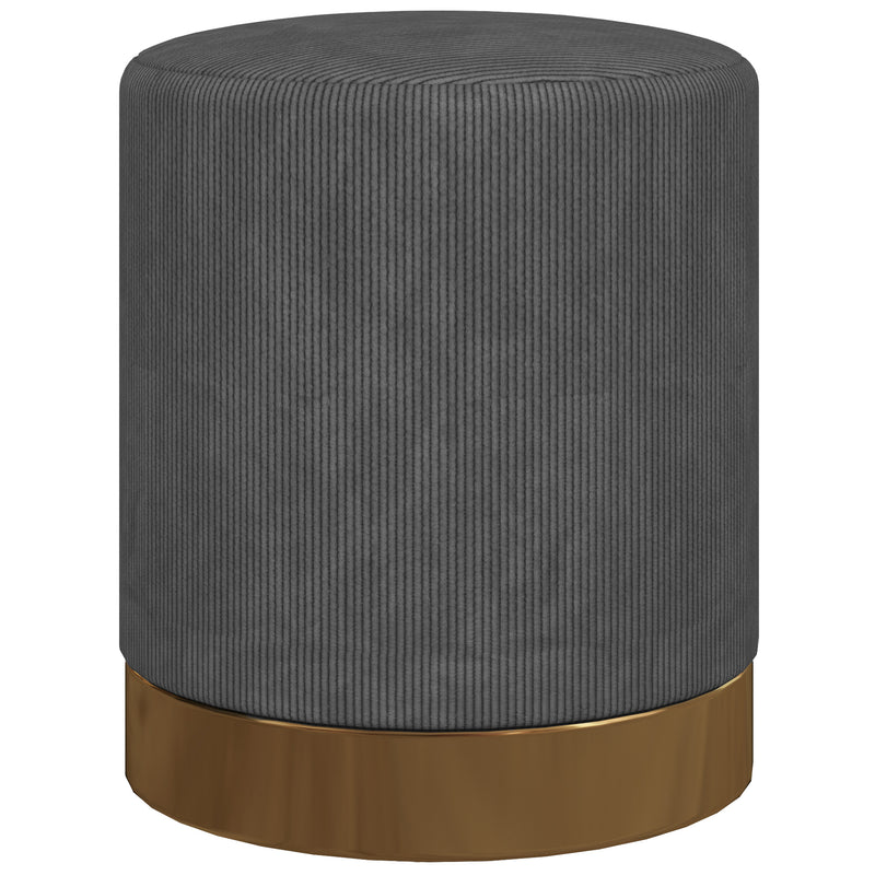 HOMCOM Modern Round Footstool, Fabric Upholstered Foot Rest, Light Brown