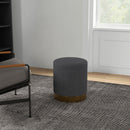HOMCOM Modern Round Footstool, Fabric Upholstered Foot Rest, Light Brown
