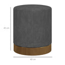 HOMCOM Modern Round Footstool, Fabric Upholstered Foot Rest, Light Brown