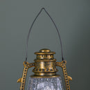 24cm Dual Powered Light up Antique Lantern Christmas Water Spinner with Santa Scene