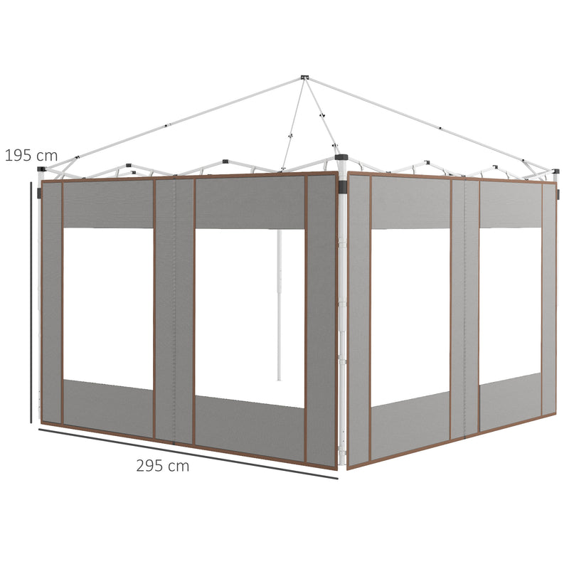 Outsunny 3x3(m) or 3x6m Pop Up Gazebo Side Panels with Windows, Grey