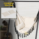 Outsunny Patio Hammock Chair W/ Stand, Hanging Chair W/ Cushion, Armrest