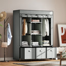 HOMCOM Portable Wardrobe w/ 5 Shelves 3 Fabric Drawers and 2 Hanging Rails Grey