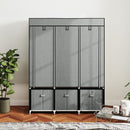HOMCOM Portable Wardrobe w/ 5 Shelves 3 Fabric Drawers and 2 Hanging Rails Grey