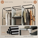 HOMCOM Portable Wardrobe w/ 5 Shelves 3 Fabric Drawers and 2 Hanging Rails Grey