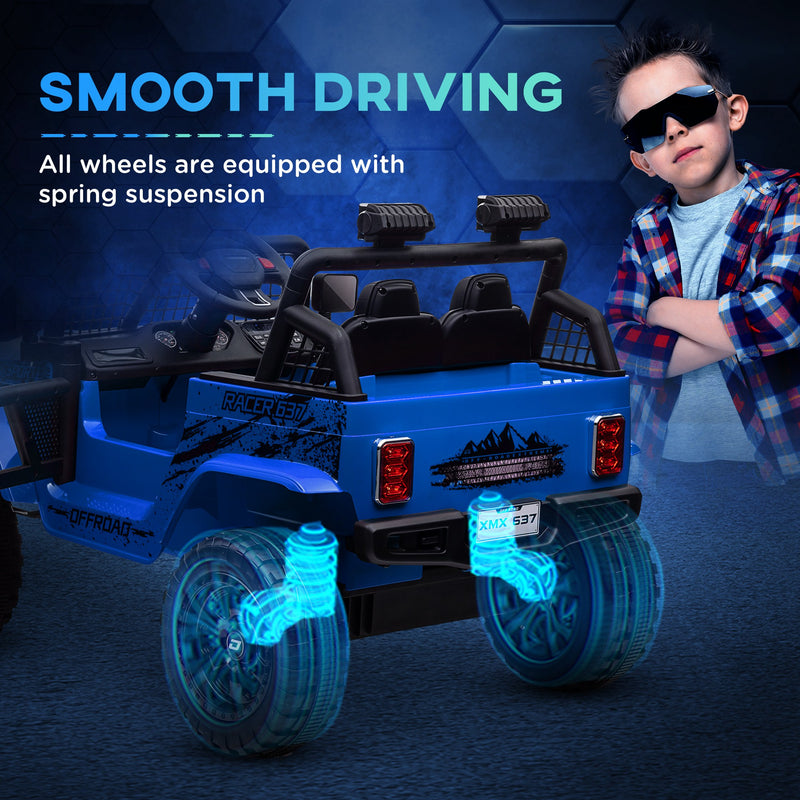 AIYAPLAY Kids Ride On Car, 12V Electric Truck W/ Suspension - Blue/Green/Pink/White