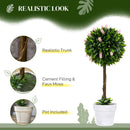 HOMCOM Set Of 2 Potted Artificial Plants Ball Tree With Flowers
