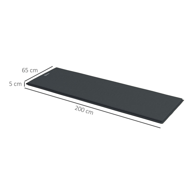 Outsunny Self-Inflating Single Sleeping Pad Air Bed With Carry Bag - Grey/Khaki